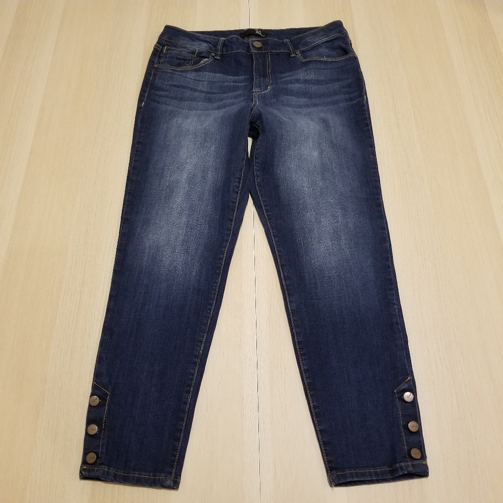 1822 DENIM DARK WASH SKINNY BUTTON DETAILS JEANS